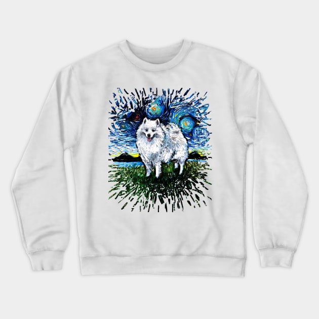 American Eskimo Night Crewneck Sweatshirt by sagittariusgallery